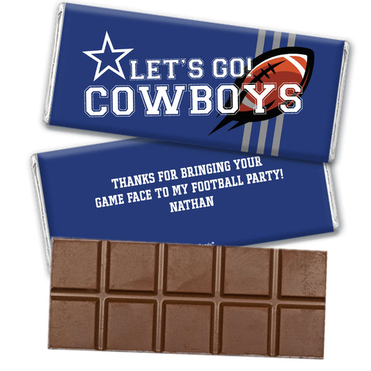 Personalized Cowboys Football Party Belgian Chocolate Bar & Wrapper