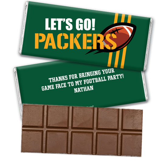 Personalized Packers Football Party Belgian Chocolate Bar & Wrapper