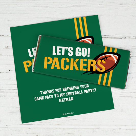 Personalized Packers Football Party Chocolate Bar Wrappers Only