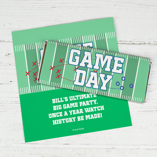 Personalized Football Party Themed Football Field Chocolate Bar Wrappers