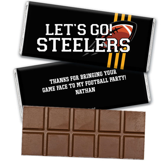 Personalized Steelers Football Party Belgian Chocolate Bar & Wrapper