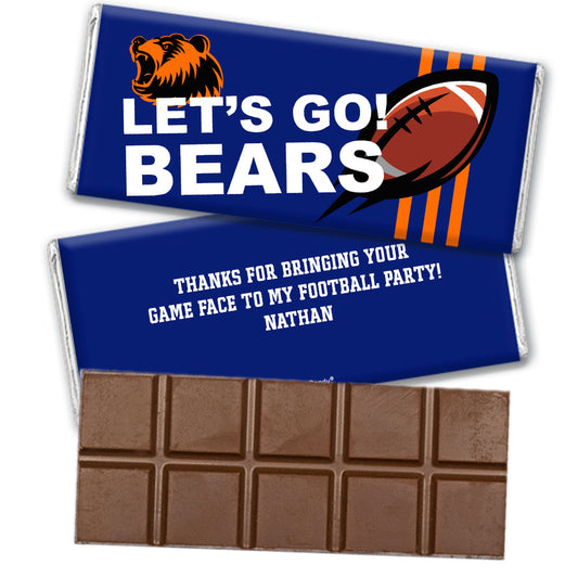 Personalized Bears Football Party Belgian Chocolate Bar & Wrapper