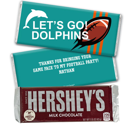 Personalized Dolphins Football Party Hershey's Hershey's Milk Chocolate Bar & Wrapper