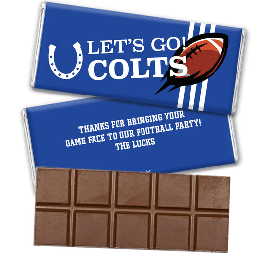 Personalized Colts Football Party Belgian Chocolate Bar & Wrapper