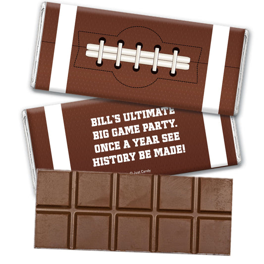 Personalized Football Party Themed Football Belgian Chocolate Bar & Wrapper