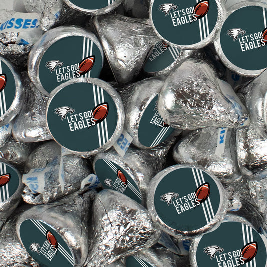 Assembled Eagles Football Party Stickers and Hershey's Kisses Candy 90ct - 14.4oz