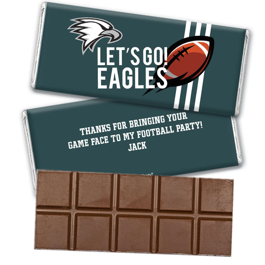 Personalized Eagles Football Party Belgian Chocolate Bar & Wrapper