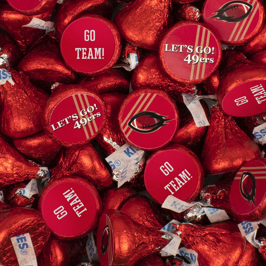 Assembled 49ers Football Party Stickers and Hershey's Kisses Candy 90ct - 14.4oz