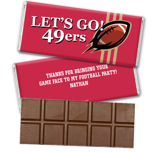 Personalized 49ers Football Party Belgian Chocolate Bar & Wrapper