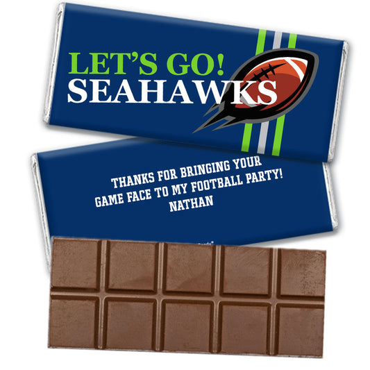 Personalized Seahawks Football Party Belgian Chocolate Bar & Wrapper