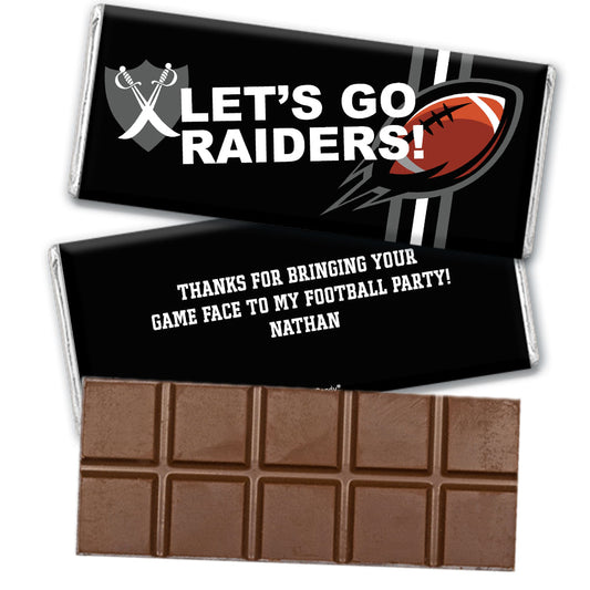 Personalized Raiders Football Party Belgian Chocolate Bar & Wrapper