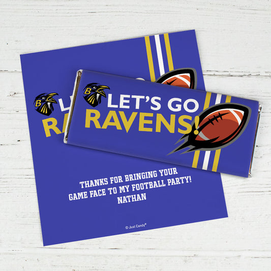 Personalized Ravens Football Party Chocolate Bar Wrappers Only