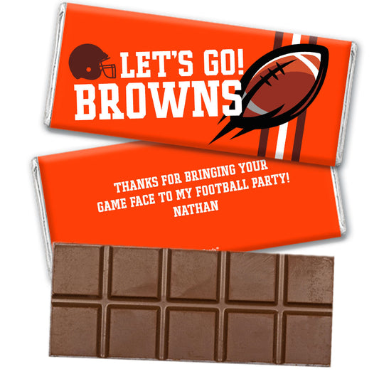 Personalized Browns Football Party Belgian Chocolate Bar & Wrapper