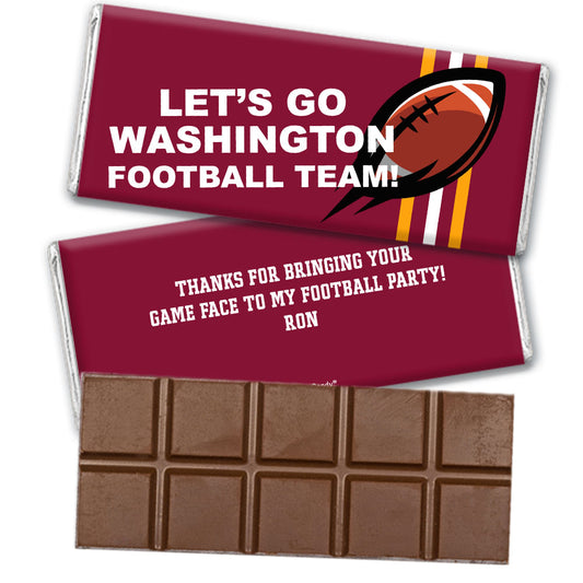 Personalized Washington Football Party Belgian Chocolate Bar & Wrapper