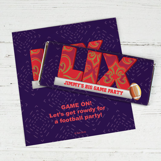 Personalized Football Party Themed Stadium Chocolate Bar Wrappers