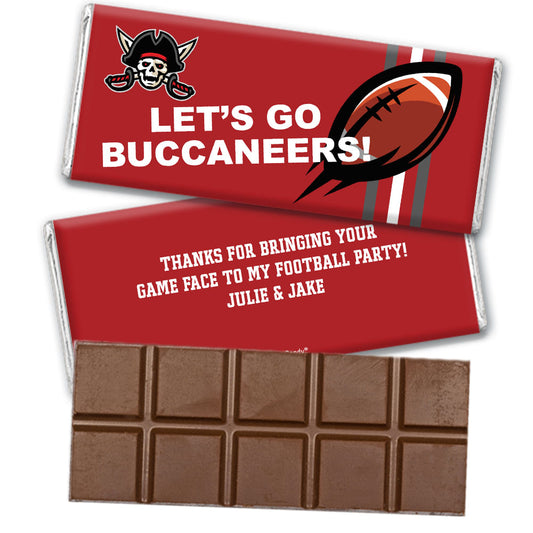 Personalized Buccaneers Football Party Belgian Chocolate Bar & Wrapper