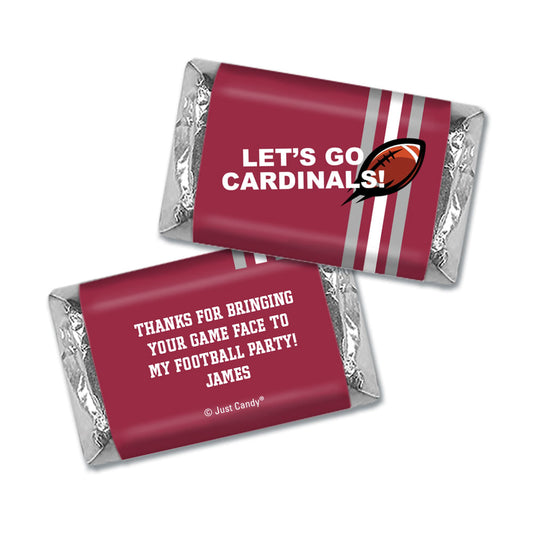 Personalized Football Party Lets Go Cardinals Hershey Miniature Wrappers Only