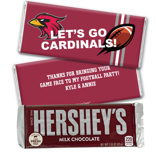 Personalized Football Party Let's Go Cardinals Hershey's Milk Chocolate Bar and Wrapper