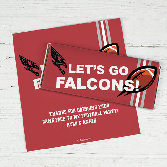 Personalized Football Party Let's Go Falcons Chocolate Bar Wrapper Only