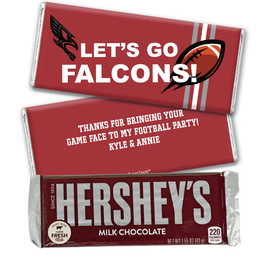 Personalized Football Party Let's Go Falcons Hershey's Milk Chocolate Bar and Wrapper