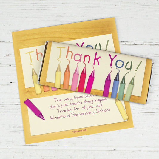 Teacher Appreciation Personalized Chocolate Bar Wrappers Crayon