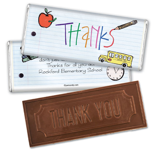 Personalized Teacher Appreciation Thank you Embossed Chocolate Bar