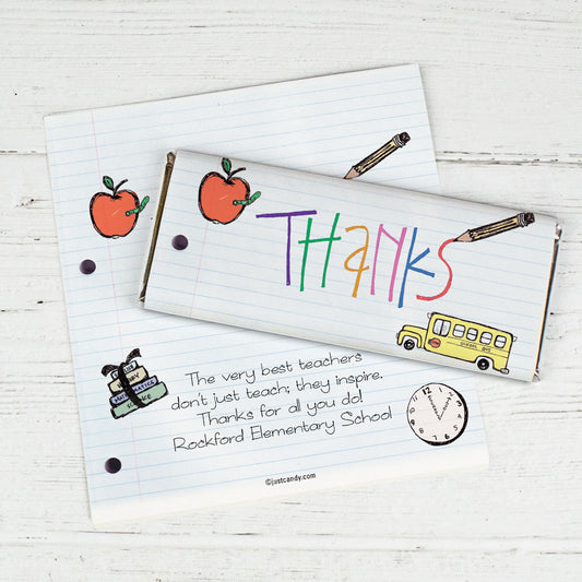 Personalized Teacher Appreciation Chocolate Bar Wrappers