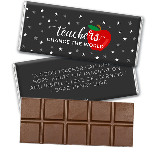 Personalized Teacher Appreciation Teachers Change the World Belgian Chocolate Bar & Wrapper