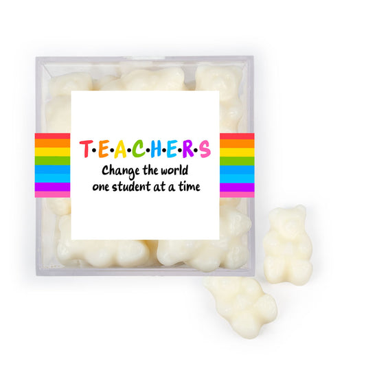 Teacher Appreciation Teachers Change The World JUST CANDY� favor cube with Gummy Bears