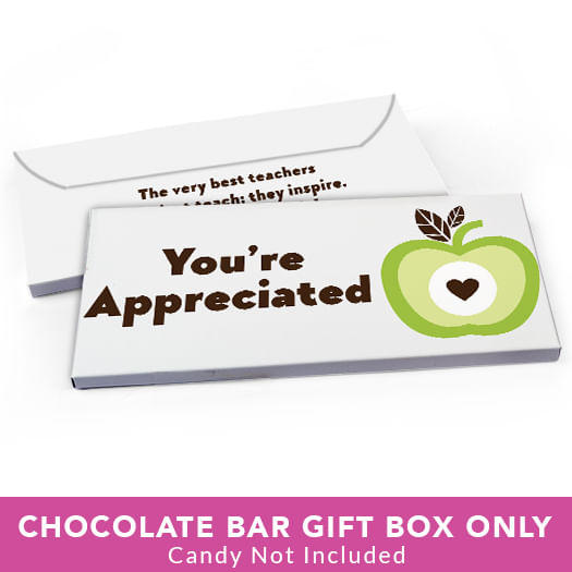 Deluxe Personalized Teacher Appreciation One Cool Apple Candy Bar Favor Box