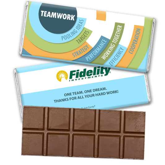 Personalized Teamwork Logo Belgian Chocolate Bar & Wrapper