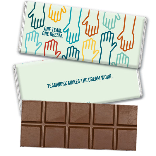 Personalized Teamwork One Team One Dream Belgian Chocolate Bar & Wrapper