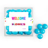 Personalized Welcome JUST CANDY� favor cube with Just Candy Milk Chocolate Minis