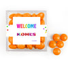 Personalized Welcome JUST CANDY� favor cube with Just Candy Milk Chocolate Minis