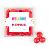 Personalized Welcome JUST CANDY� favor cube with Just Candy Milk Chocolate Minis