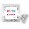 Personalized Welcome JUST CANDY� favor cube with Just Candy Milk Chocolate Minis