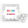 Personalized Welcome JUST CANDY� favor cube with Just Candy Milk Chocolate Minis