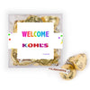 Personalized Welcome JUST CANDY� favor cube with Hershey's Kisses