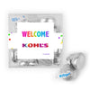 Personalized Welcome JUST CANDY� favor cube with Hershey's Kisses