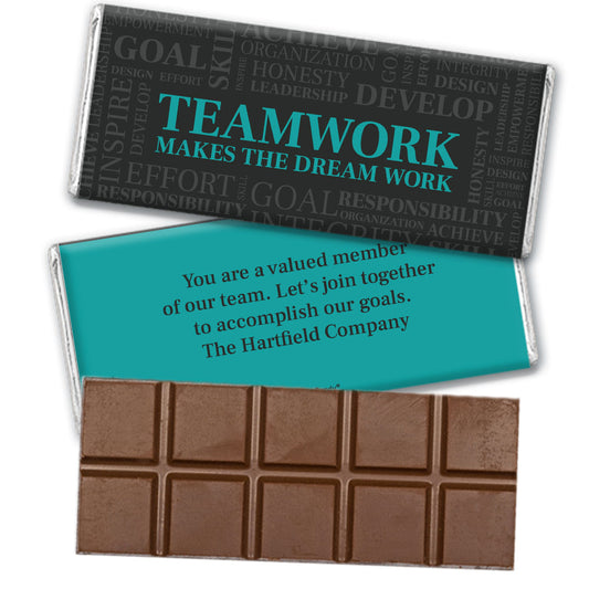 Personalized Teamwork Makes The Dream Work Belgian Chocolate Bar