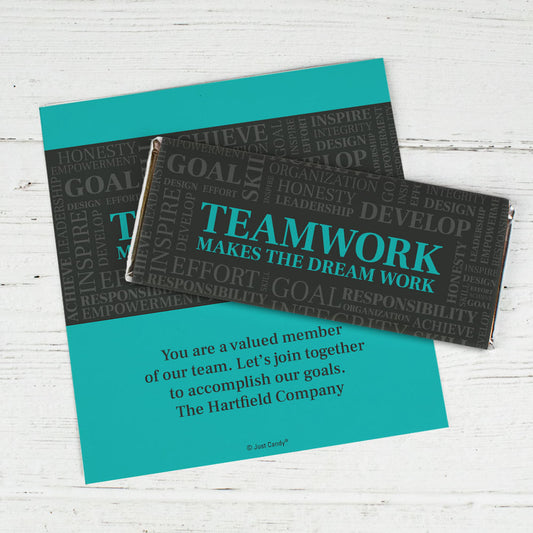 Personalized Teamwork Makes The Dream Work Chocolate Bar Wrapper Only