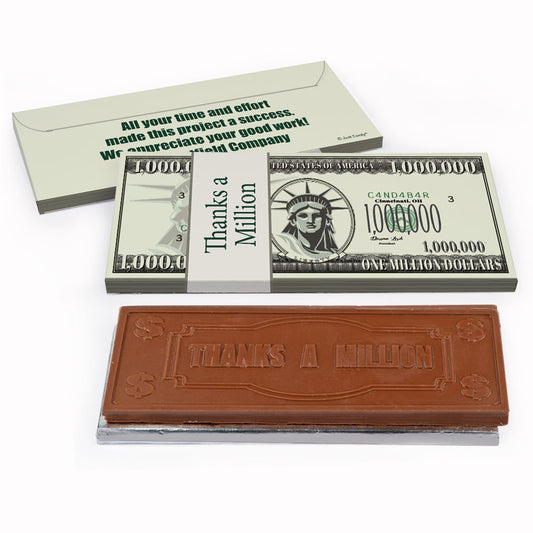 Deluxe Personalized Business Thank You Thanks A Million Chocolate Bar in Gift Box