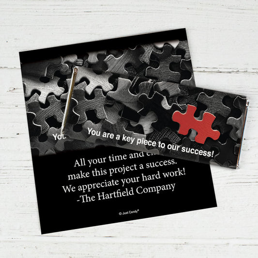 Business Thank You Personalized Chocolate Bar Wrappers Puzzle Key Piece