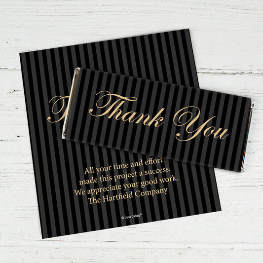 Business Thank You Personalized Chocolate Bar Wrappers Formal Gold & Pinstripes