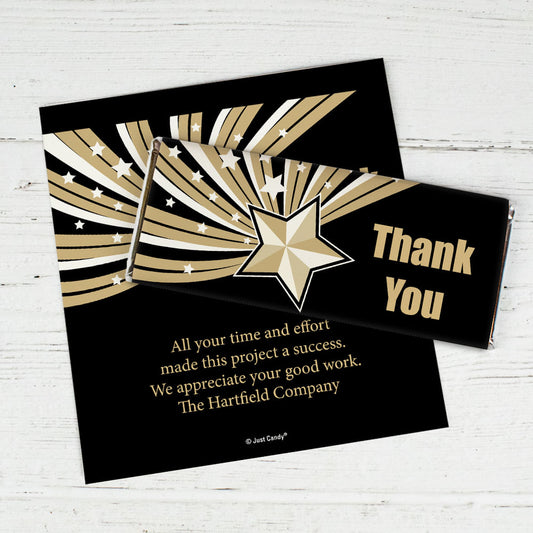 Business Thank You Personalized Chocolate Bar Wrappers Gold Stars