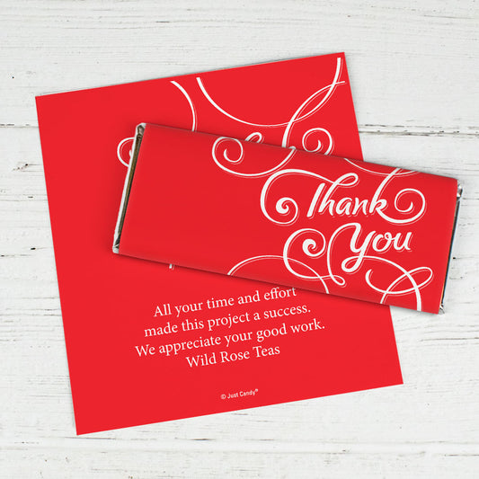 Thank You Personalized Chocolate Bar Wrappers Scroll