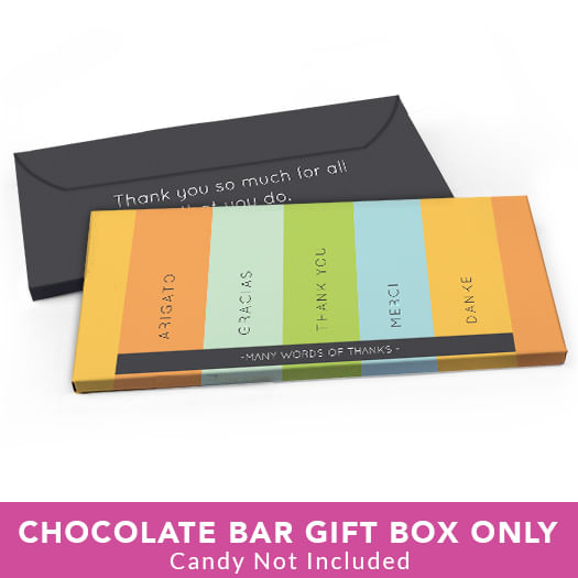 Deluxe Personalized Business Thank You Multi Language Candy Bar Favor Box