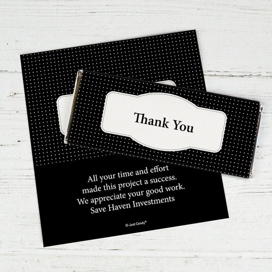 Thank You Personalized Chocolate Bar Wrappers Pin Dots