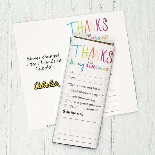 Personalized Thank You For Being Awesome Chocolate Bar Wrappers Only