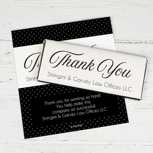 Personalized Business Dotted Thank You Chocolate Bar Wrappers